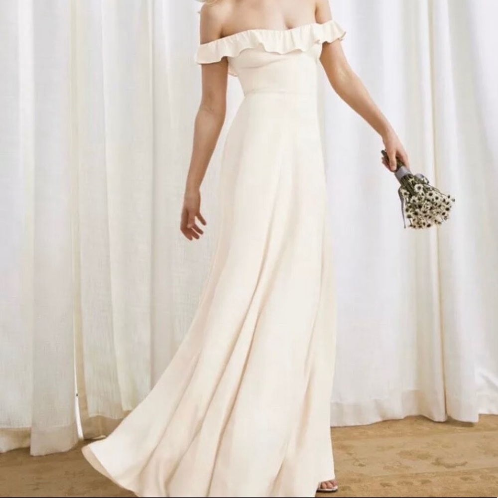 Reformation Verbena Dress Petite 0 Champagne *LIKE NEW* - Picture 5 of 6